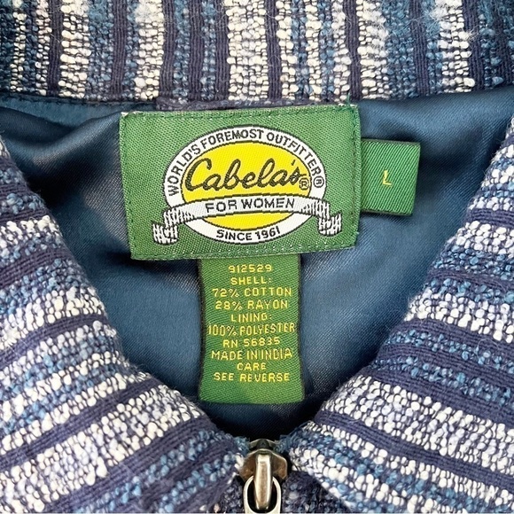 Cabela’s Jacket Women’s Size Large Blue Stripe Full Zip Collar Pockets Fall - Picture 8 of 9